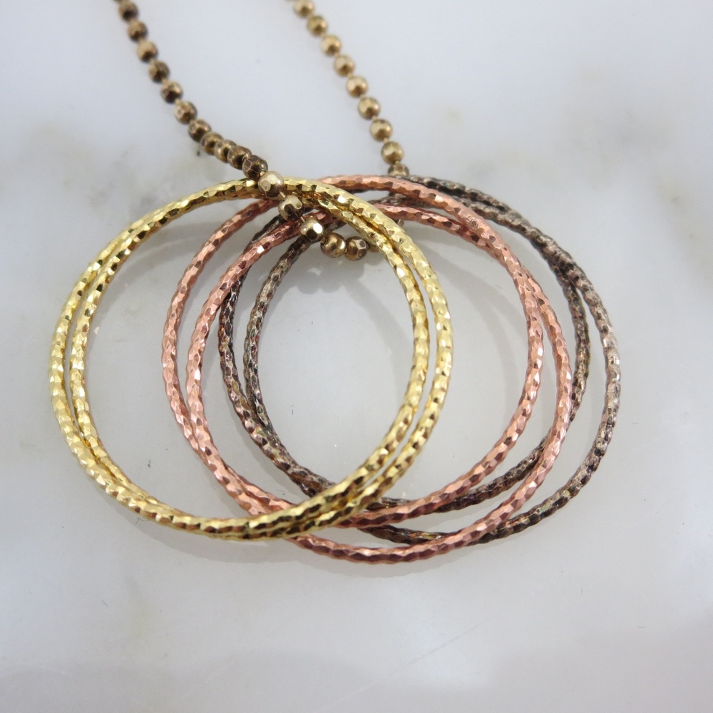Sterling Silver Circle Pendant - Rose Gold, Gold